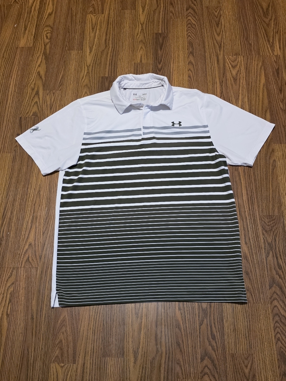 Under Armour Coldblack Golf Polo Shirt Striped Loose Fit Mens Large Performance